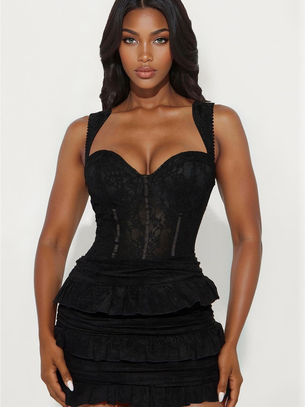 Fashion Nova Black Lace Bustier Top